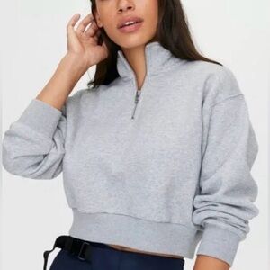 Aritzia TNA Quarter Zip Cropped Sweatshirt, Size S